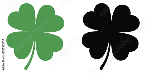 Four leaf clover icon vector, simple flat-style shamrock with four leaves representing good luck for holiday