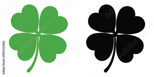 Four leaf clover icon vector, simple flat-style shamrock with four leaves representing good luck for holiday