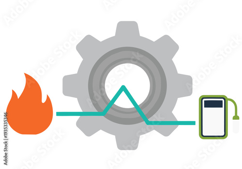 A stylized graphic depicting metabolic engine fuel gear, symbolizing energy and transformation. Modern, clean design with a focus on efficiency and power.