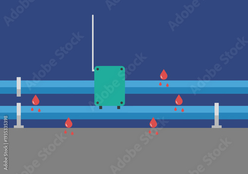A stylized illustration depicts an acoustic sensor monitoring a pipeline for leaks.  Clear visual representation of pipeline technology and fluid detection. Modern, clean design.