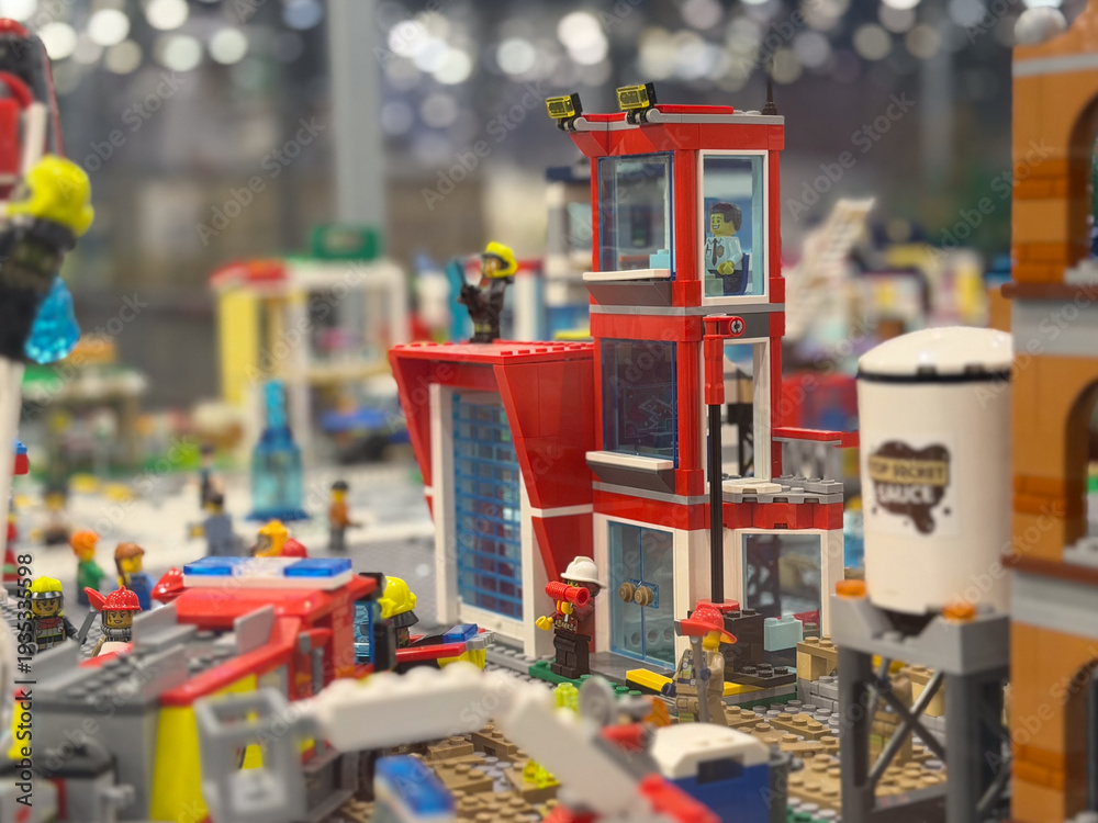 Fototapeta premium Lego fire station city scene