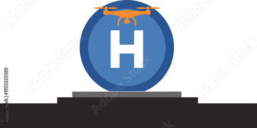 A vibrant drone pad icon featuring a 'H' symbol, set against a teal background. Modern, clean design suitable for tech and business visuals.