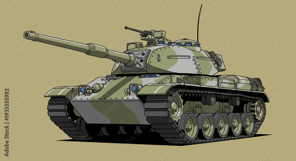 Obraz premium Military Tank Vehicle Illustration with Camouflage Design.