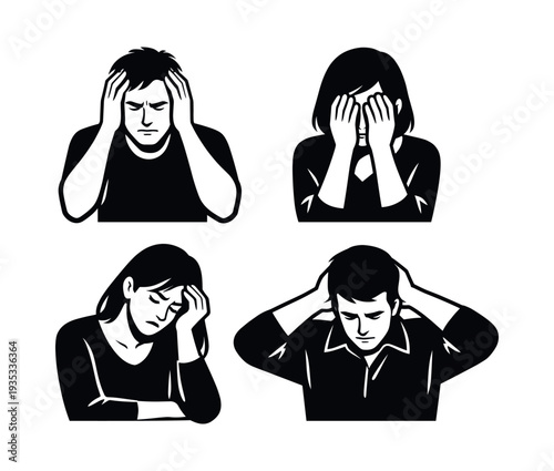 Crowd exhibiting symptoms of mental health challenges, experiencing feelings of being stressed, confused, and fatigued