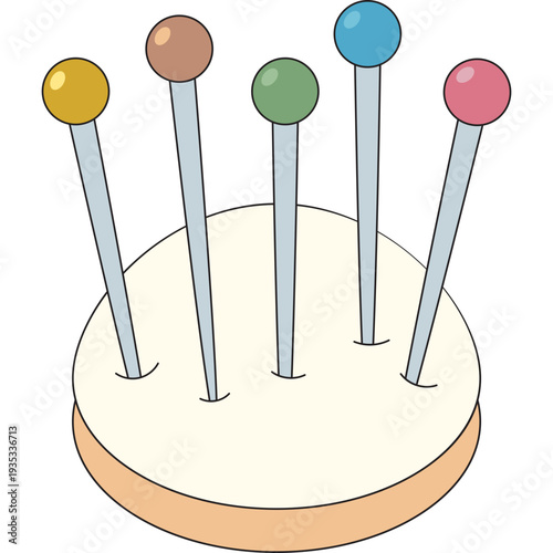 Colorful Sewing Pins in Cushion