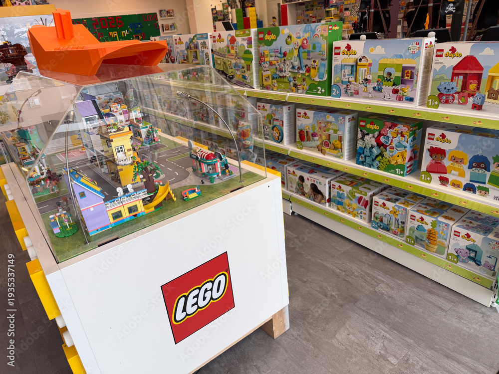 Fototapeta premium Lego store display with diorama