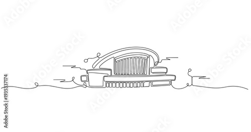 Vintage car front grille shown in minimalist line drawing. No editable stroke