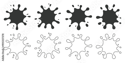 Ink blot splatter isolated vector design element illustration outline border frame in white background