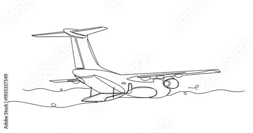 Regional jet parked and idle on airport tarmac runway. No editable stroke