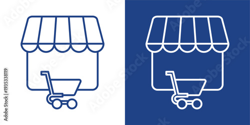 Market Blue And White Icon Style Collection