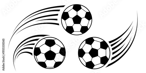 Soccer ball football icon set vector, through sport and world cup 2026 graphic