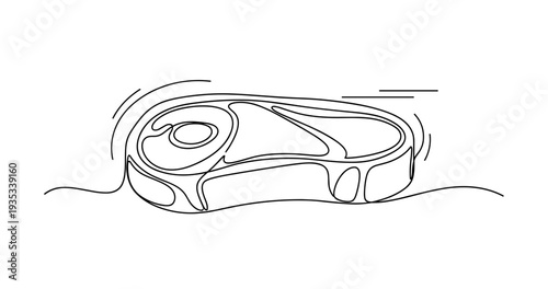 Line art of steak cut on white background. None editable stroke