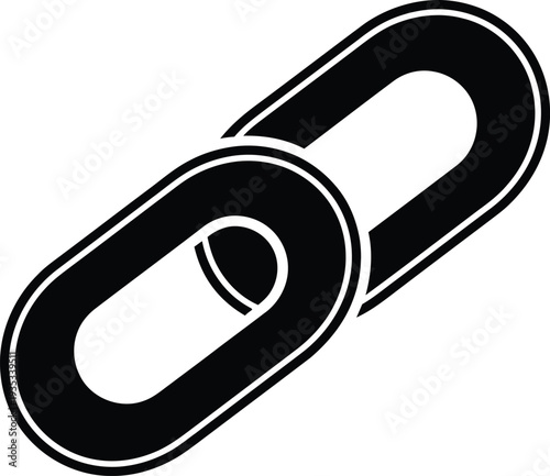 A black and white illustration of two interconnected chain links