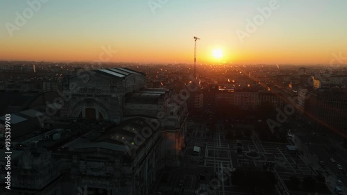 Sunrise Over Milan Aerial