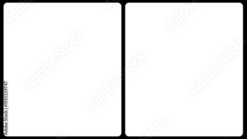 35mm cine film strip with empty frames and optical stereo sound showing, Vintage Film Vertical Split Screen Frame Mattes 4K Video.
 Empty Cinema Film Without Noise. Retro Footage Look.