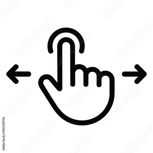 touch gesture swipe navigation icon with finger tapping screen left and right arrows mobile interface control minimal outline vector illustration