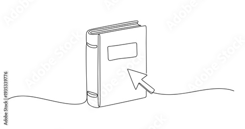 Minimalist line art: book with cursor for e-learning and digital education. no editable stroke