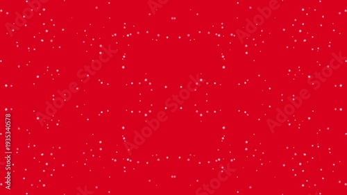 Red Background with White Snowflakes Falling Slowly.