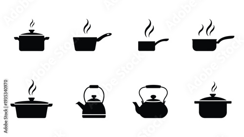 Steam Cooking Pots Vector – Flat and Minimalist Design