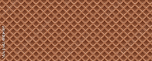 Chocolate waffle seamless texture. Brown wafer background, ice cream cone texture