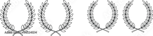 Laurel wreaths illustrations in black and white