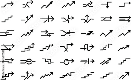 . Set of Abstract Geometric Arrow Icons for Growth, Development and Business Strategy