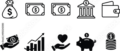 Finance and banking icon set vector illustration.