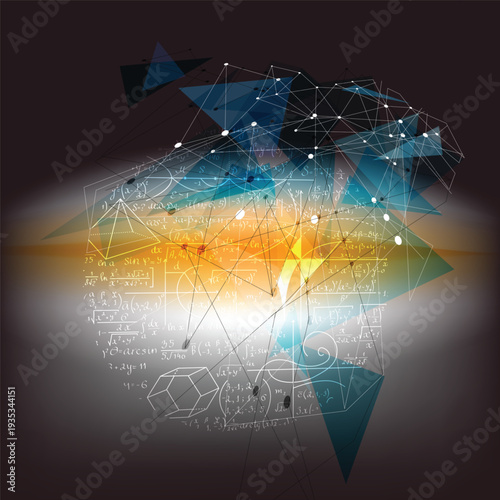 Scientific formulas and calculations in physics and mathematics. vector abstract background.