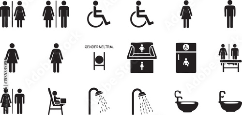 Ten black and white representing various bathroom and toilet symbols bathroom toilet symbols