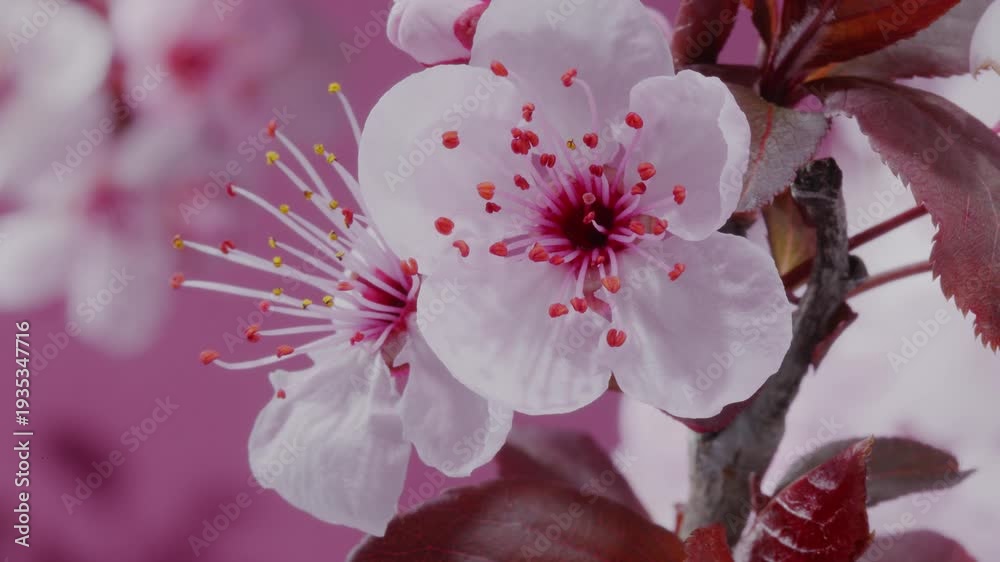 custom made wallpaper toronto digitalSpring flowers. Plum flowers  or apricot flowers on branch blossom on a pink background. Time lapse video.
