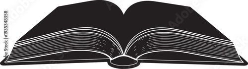 Open black book with white pages isolated on background