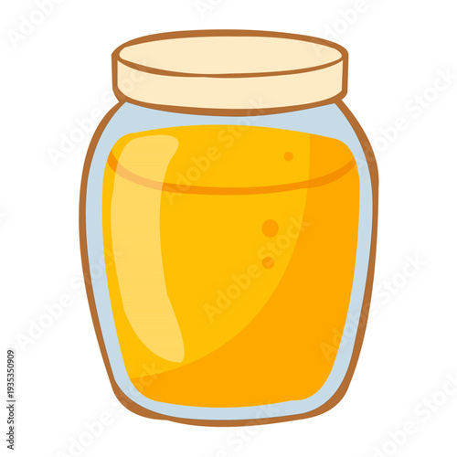 Glass honey jar flat vector illustration