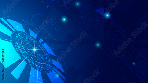 Digital technology HUD interface background with circuit board pattern and blue light elements
