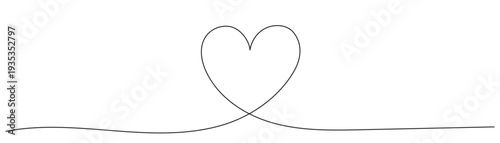 One line drawing of a heart. Continuous line love shape, wedding icon in line art style, editable line