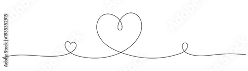 One line drawing of a heart. Continuous line love shape, wedding icon in line art style, editable line