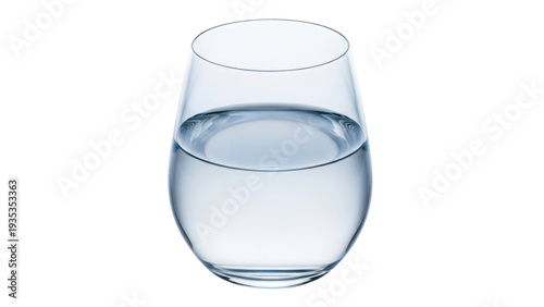 Foto Isolated stemless glass tumbler containing clean drinking water, simple everyday