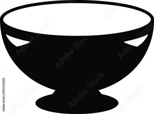 Black silhouette of a chalice or ornate bowl on a pedestal ancient artifact