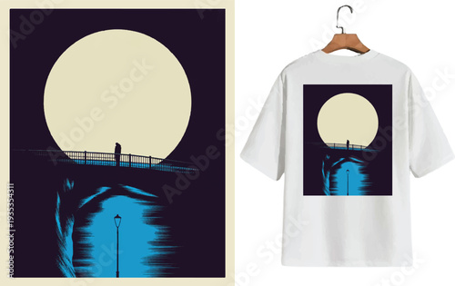 Moon shine tee design. For t-shirt prints, posters, cards, stickers and other uses.