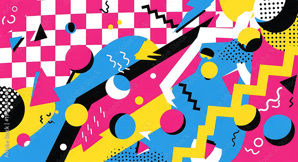 Memphis seamless pattern. Geometric elements memphis in the style of 80's. Trendy retro background for printing on paper, advertising materials and fabric.