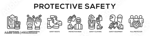 Protective Safety web banner icon illustration concept