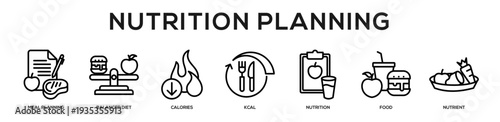 Nutrition Planning web banner icon illustration concept