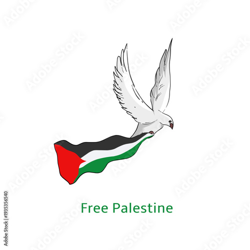 Peace Dove Carrying Palestine Flag Illustration