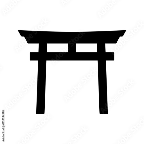 Traditional Japanese Torii Gate Black Silhouette