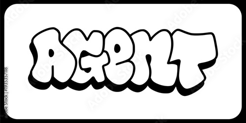 Agent Graffiti Throw Up Vector Illustration in Black and White for Secret Service and Corporate Urban Branding Label.