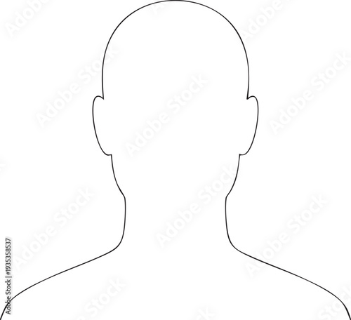 White silhouette of a bald person facing forward human faceless