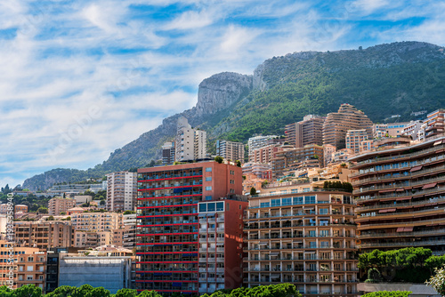 Quadro su tela cityscape sunset view of a Monte Carlo city in Monako with high buildings, tall