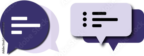 Chat Bubble and Rectangle Icons Collection in Outline and Solid Styles with Modern Shadow Tones and Vibrant Colorful Vector Elements for Messaging and Communication Design