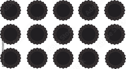 Top view tractor tires collection with heavy tread patterns agricultural vehicle wheels isolated mechanical transport vector illustration set