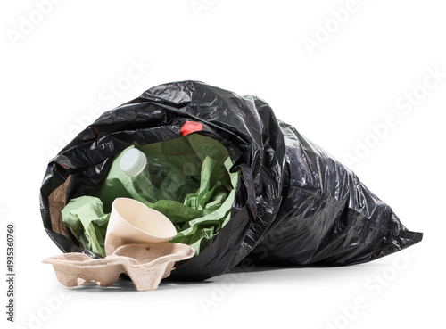 Open full garbage bag isola...