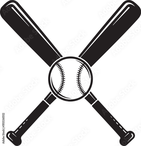 Baseball and Bats Crossed Icon Graphic Symbol